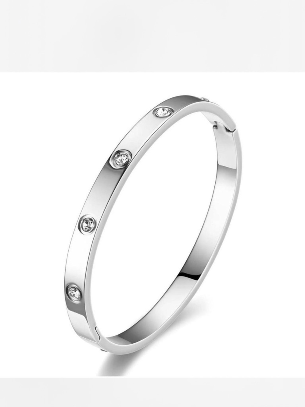 Silver Cubic Zirconia Bangle Bracelet - Picture 2 of 3